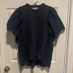 Pomander Place Midnight Blue Eyelet Blouse